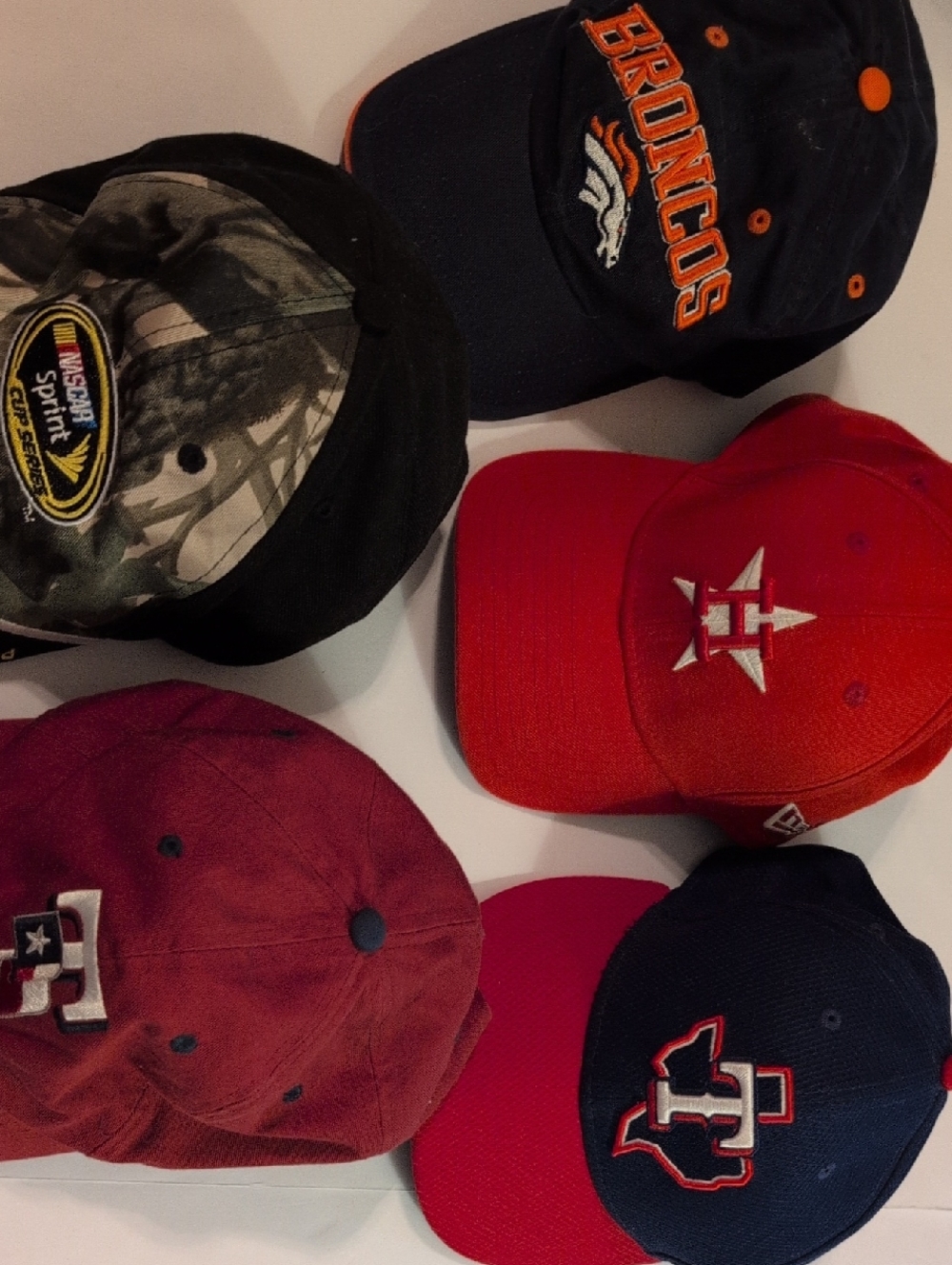 Denver Broncos Navy Blue and Orange Baseball Cap + 6 Assorted Team Caps
